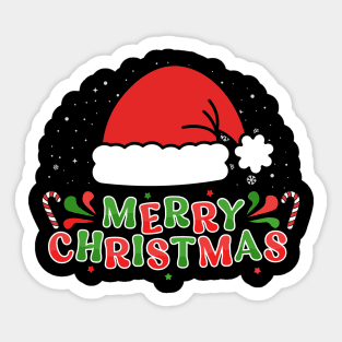 Merry Christmas Santa Hat With Candy Canes Sticker